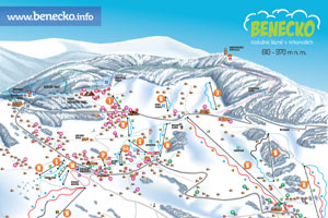 Mapa tras narciarskich ośrodka Benecko