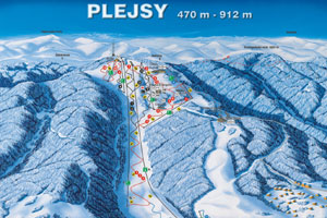 Mapa tras narciarskich ośrodka Plejsy