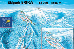 Mapa tras narciarskich ośrodka Kojsovska hola Skipark Erika