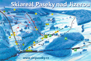 Mapa tras narciarskich ośrodka Paseky nad Jizerou