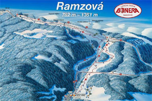 Mapa tras narciarskich ośrodka Ramzova