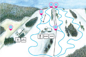 Mapa tras narciarskich ośrodka Rybno