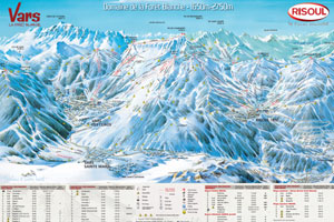 Mapa tras narciarskich ośrodka Vars la Foret Blanche